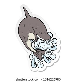 pegatina de un tiburón caricaturista