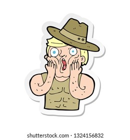 sticker of a cartoon shocked australian guy