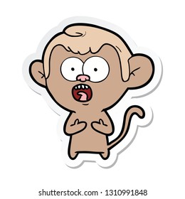 sticker of a cartoon shocked monkey