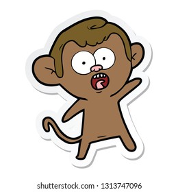 sticker of a cartoon shocked monkey