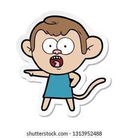 sticker of a cartoon shocked monkey