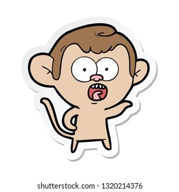 sticker of a cartoon shocked monkey