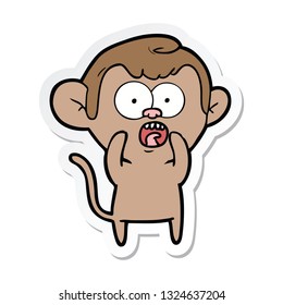 sticker of a cartoon shocked monkey