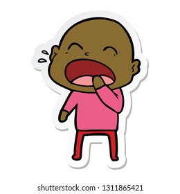 sticker of a cartoon shouting bald man