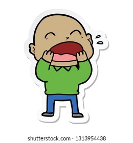 sticker of a cartoon shouting bald man