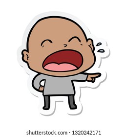 sticker of a cartoon shouting bald man