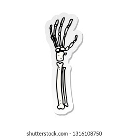 sticker of a cartoon skeleton hand