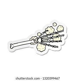 sticker of a cartoon skeleton hand