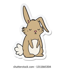 sticker of a cartoon sleepy rabbit