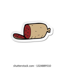 sticker of a cartoon sliced sausage