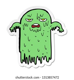 pegatina de un fantasma de resbalón de caricatura