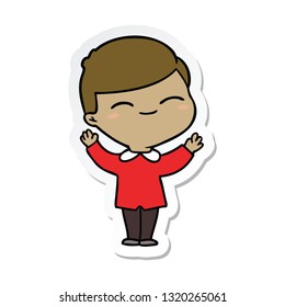 sticker of a cartoon smiling boy