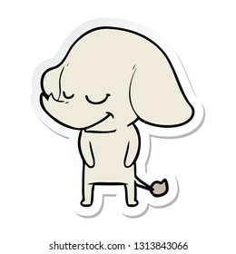 sticker of a cartoon smiling elephant