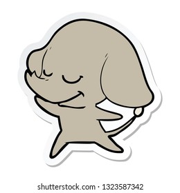 sticker of a cartoon smiling elephant