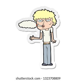 sticker of a cartoon smoker