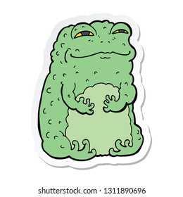 sticker of a cartoon smug toad