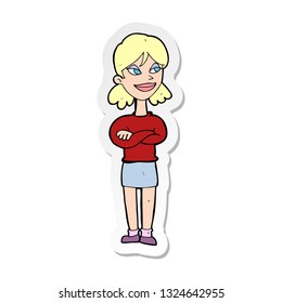 Sticker Of A Cartoon Smug Woman