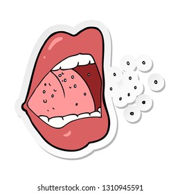 sticker of a cartoon sneezing mouth