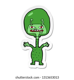 sticker of a cartoon space alien