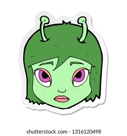 sticker of a cartoon space alien