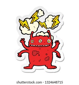sticker of a cartoon space alien
