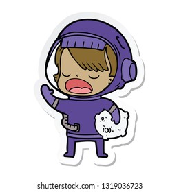 sticker of a cartoon space girl holding meteor