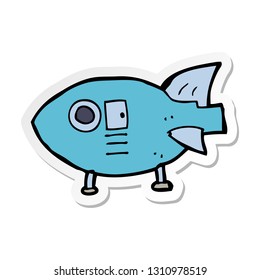 sticker of a cartoon space rocket
