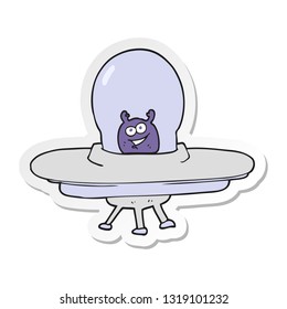 pegatina de una nave espacial de dibujos animados