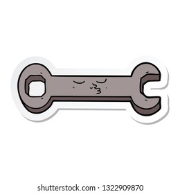 sticker of a cartoon spanner