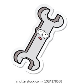 sticker of a cartoon spanner