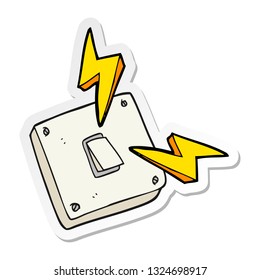 sticker of a cartoon sparking electric light switch