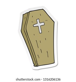 sticker of a cartoon spooky coffin