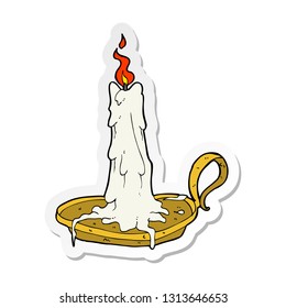 sticker of a cartoon spooky dribbling candle