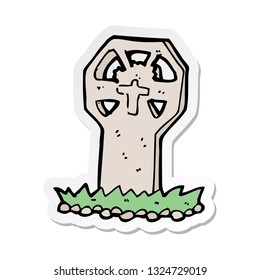 sticker of a cartoon spooky grave