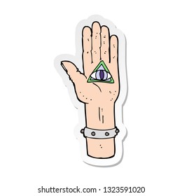 sticker of a cartoon spooky hand symbol
