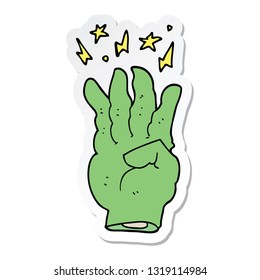sticker of a cartoon spooky magic hand