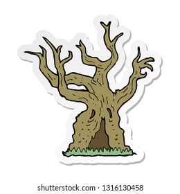 sticker of a cartoon spooky old tree