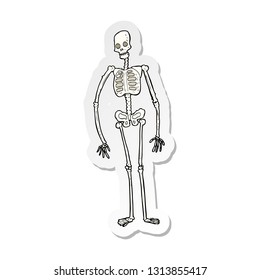 sticker of a cartoon spooky skeleton