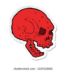 sticker of a cartoon spooky skull
