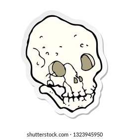 sticker of a cartoon spooky skull