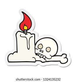 sticker of a cartoon spooky skull and candle