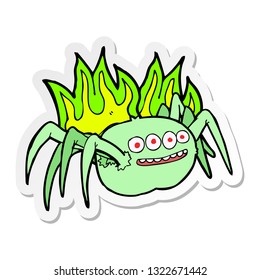 sticker of a cartoon spooky spider