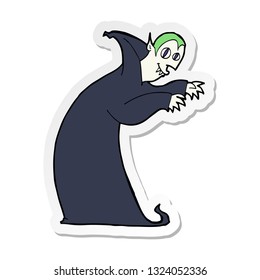 sticker of a cartoon spooky vampire