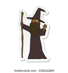 sticker of a cartoon spooky wizard