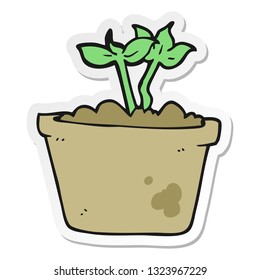 sticker of a cartoon sprouting plant