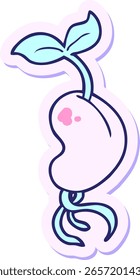 adesivo de um desenho animado germinando semente em cor neon brilhante