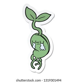 sticker of a cartoon sprouting seedling