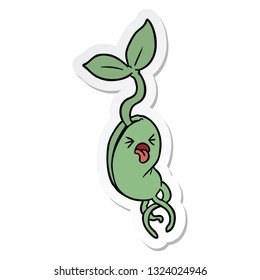 sticker of a cartoon sprouting seedling