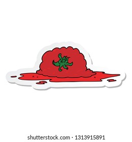 pegatina de una caricatura de tomate aplastado