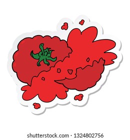 pegatina de una caricatura de tomate aplastado